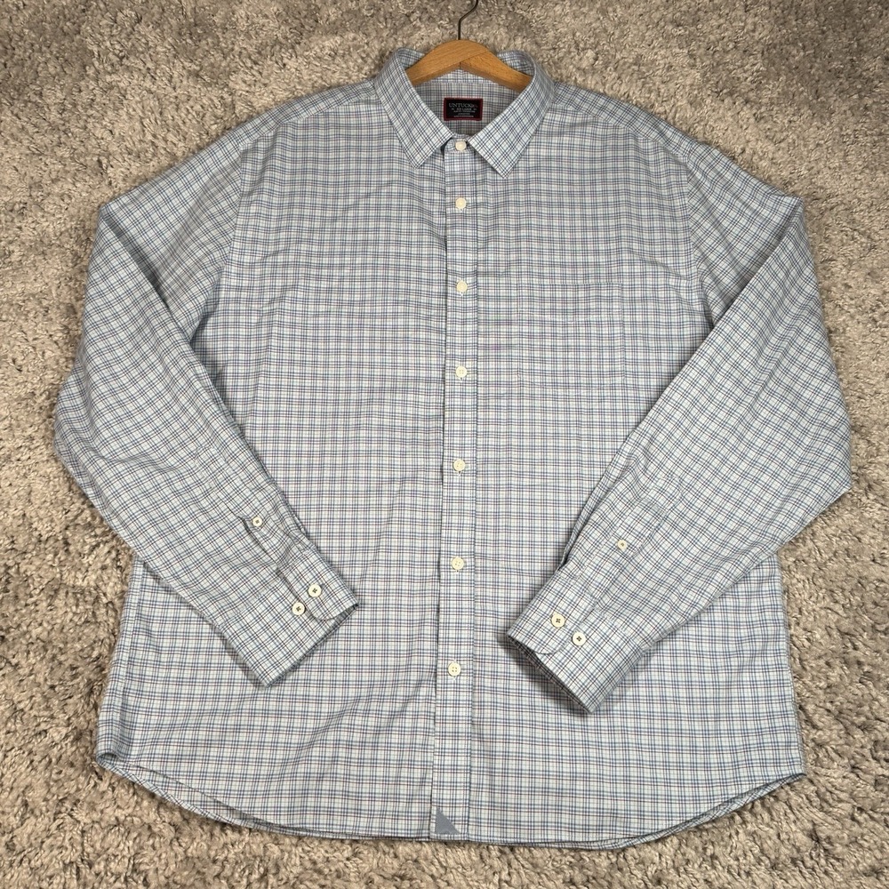 UNTUCKit Mens XX Large Millahue WF Mini Check Button Up Shirt Long Sleeve